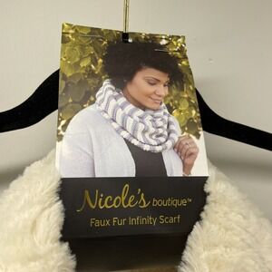 Nicoles Boutique Faux Fur Infinity Scarf Cream Cozy Winter Warm Fashion Accessor